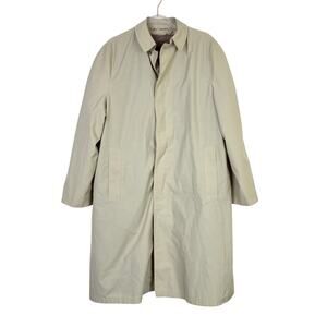 Brent Vintage Men's Beige Overcoat Removable Lining Polyester Cotton X-Large?